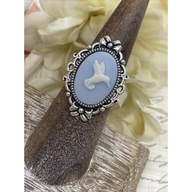 FANCY FOX BOUTIQUE Hummingbird Victorian Renaissance Medieval Blue Gift Ring Adjustable Festival