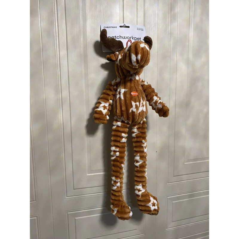 Patchwork Long Leg 🫎 Moose Dog Squeaky Toy 24”