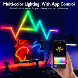 KERNOWO LED Wall RGB Lights Bar, Stepless Dimming LED Light Bar for Gaming TV Bedroom, Music Sync and Voice Control, Multicolor Customizable with App Control for Home Decor, 9 Pcs and 10 Corners