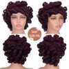 ZANPAL Burgundy Bouncy Curls Wigs With Bangs 99j 6inch 200%