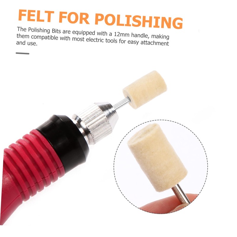 Gatuida 12mm Wool Felt Grinding Heads Polishing Wheel for Glass
