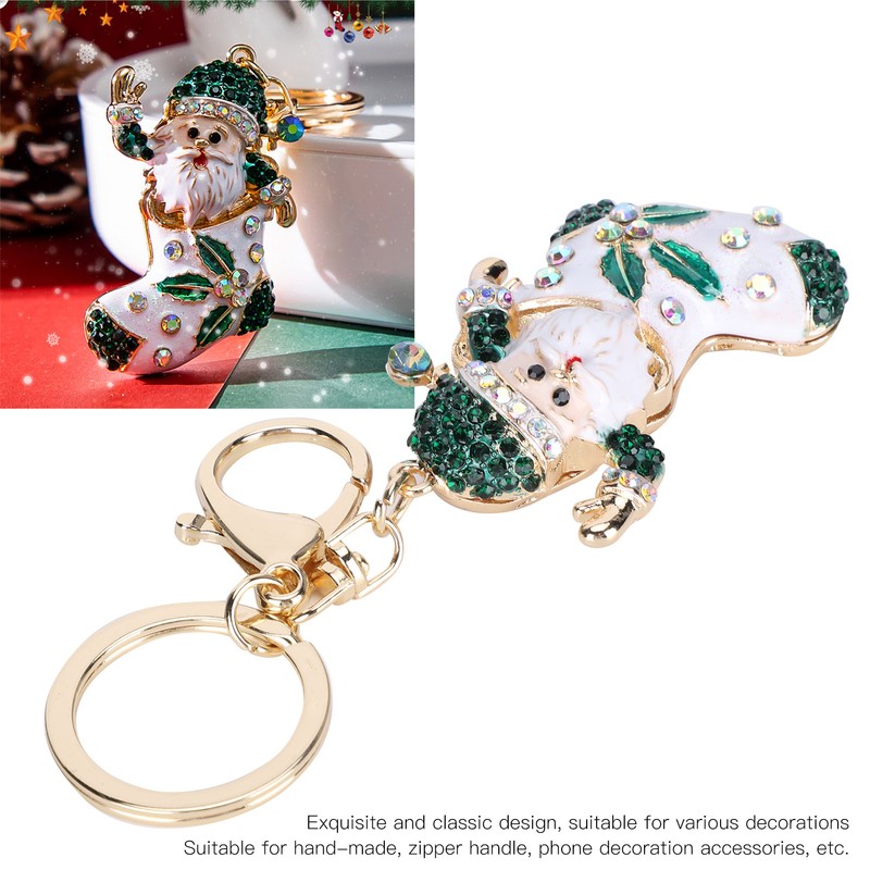 2Pcs Santa Keychain Pendant Cute Stylish Fahionable Decorative Hanging OrnamentsGreen