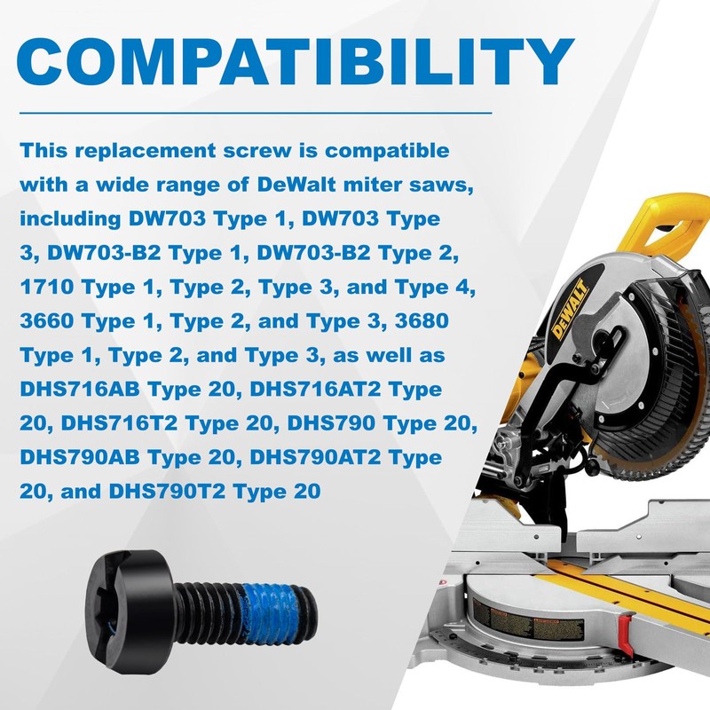 2 Pack 394589-01 Screw Compatible with Dewalt Miter Saw Blade