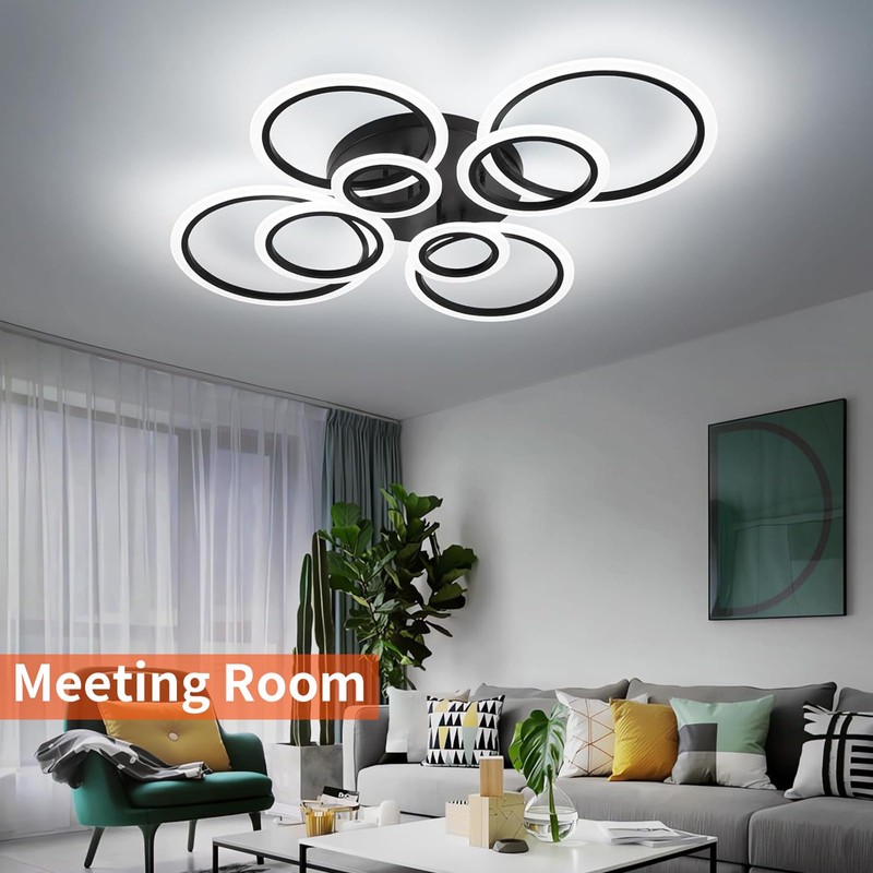 Shine LUEST Modern Ceiling Light, 41.3'' Dimmable LED Black Flush