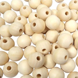 Toaob 16 mm Pack of 100 Wooden Beads, Round Natural Loose Spacer Beads for DIY Jewellery Making
