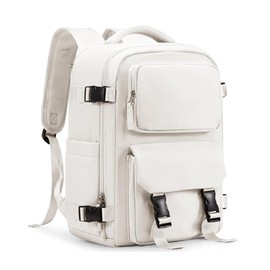 Travel Carry on Laptop Backpack for Women Men, Expandable Flight Approved Backpack, Waterproof Sports College bag Casual Daypack for Weekender Business Hiking Off White(Small)