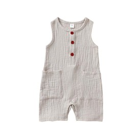 Arleysh - overol para recién nacido unisex para bebé y niña con botón de bolsillo sólido, gris, 12-18 Meses