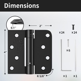 Bubxo 3 Pack Self Closing Door Hinges, Spring Door Hinges 4 Inch Self Closing with Square & 5/8'' Radius Corners, Adjustable Tension for Garage, Front, Back Door, UL Listed, Left and Right Hand