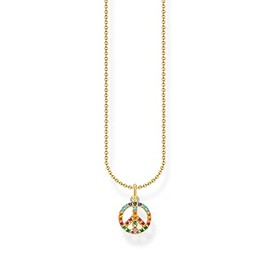Thomas Sabo Peace KE2175-488-7-L45V Women's Necklace with Colourful Stones Gold 925 Sterling Silver with 750 Yellow Gold Plating with Stones in Rainbow Colours Length 45 cm, Sterling Silver Yellow