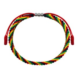 LAMIBEE Country Proud, Country Flag Color Tibetan Wrist Wrap Bracelet, Amulet and Boho Style Rope Bracelet and Bangles for Women, Men, String Thread Bracelets, crystal