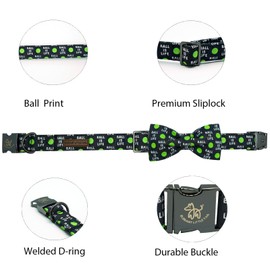 Elegant Little Tail Balls Print Summer Dog Collar with Bow Tie - Cute Bowtie Collar for Small, Medium & Large Dogs
