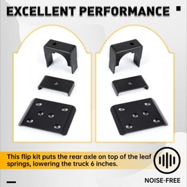 KUAFU 6" Rear Axle Flip Lowering Drop Kit Compatible with 1999-2007 C1500 Silverado Sierra 2WD / 4WD Rear Axle Flip Kit Powder Coated Steel Black
