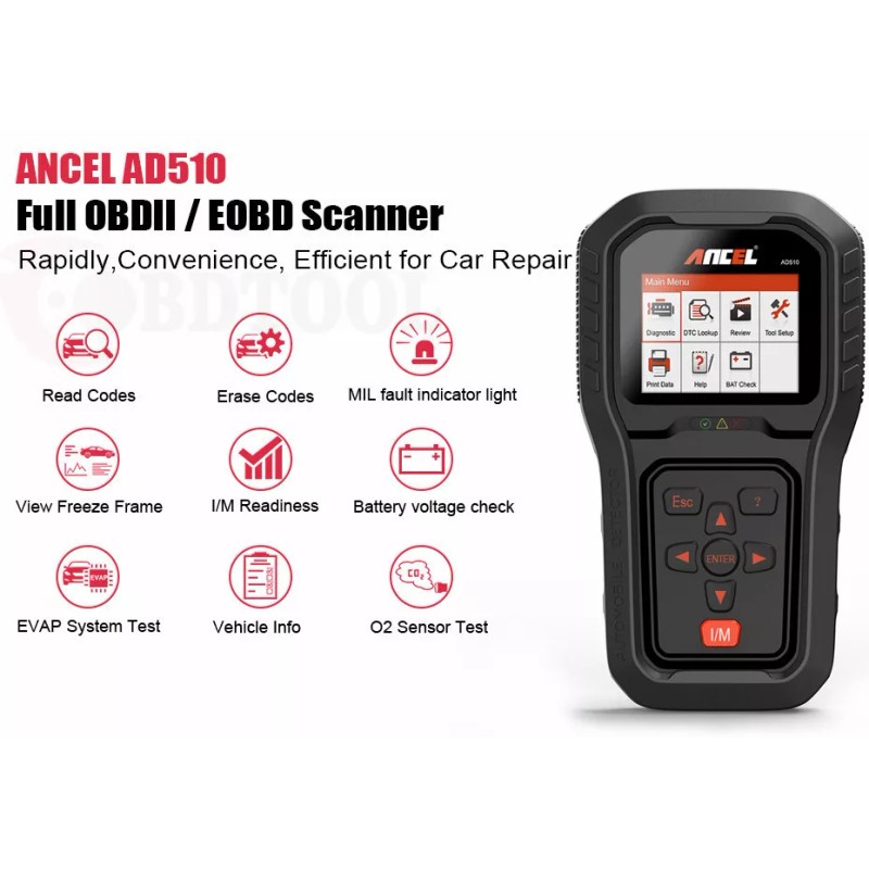 Ancel AD510 OBD2 Auto Check Engine Battery Check Diagnostic Scanner