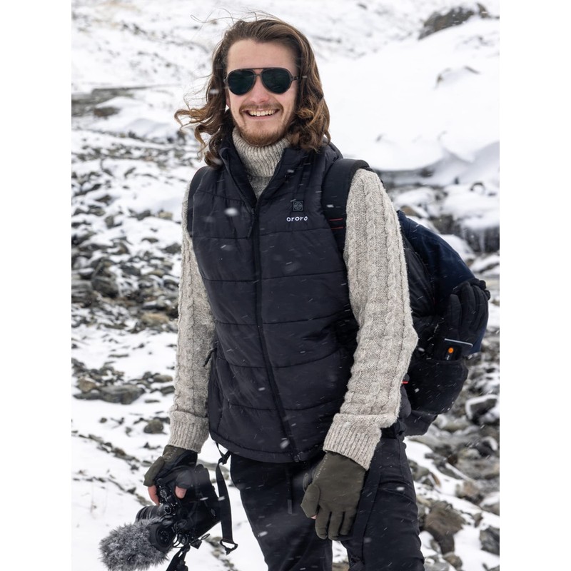 ORORO Men's Lightweight Heated Vest with USB-C Rechargeable Battery, Puffer