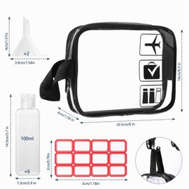 Diboniur 100ml Travel Bottles Set of 10 with Toiletry Bag Transparent