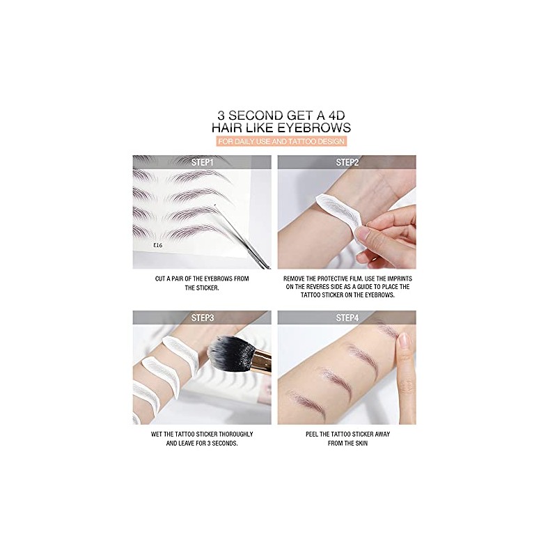 Yesallwas 2 Sheets Eyebrow Tattoo Black tattoo brow Stick on