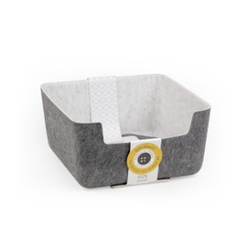 Three by Three Seattle felt·like·it!™ Medium Cubby Storage Bin Set of 2 with Dividers – Eco-Friendly Recycled Felt Bins for Home & Office Organization, Charcoal