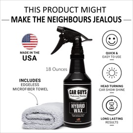 CAR GUYS Hybrid Spray Wax | Advanced Car Wax | Long Lasting and Easy To Use | Safe on All Surfaces | 18 Oz Kit with Towel
