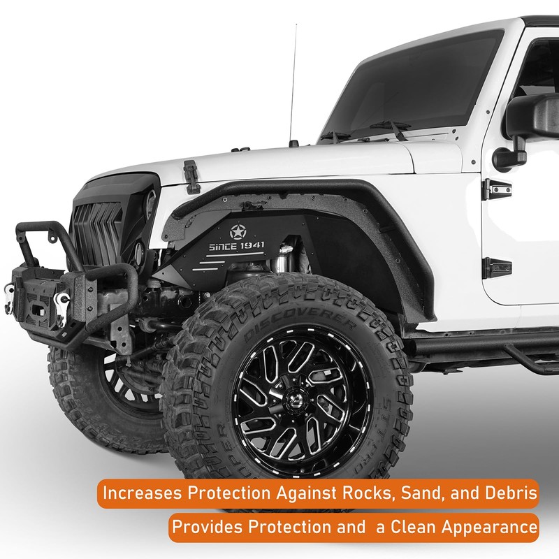 Hooke Road Aluminum Front Inner Fender Liners for 2007-2018 Jeep