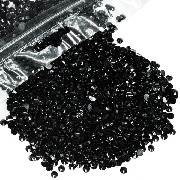 qiipii 12000PCS 4mm Black Resin Rhinestones for Crafts Pure Black