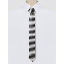 Allegra K Men's Stripe Classic Self-Tied Necktie Skinny Tie Slim Ties for Business Casual Black White One Size