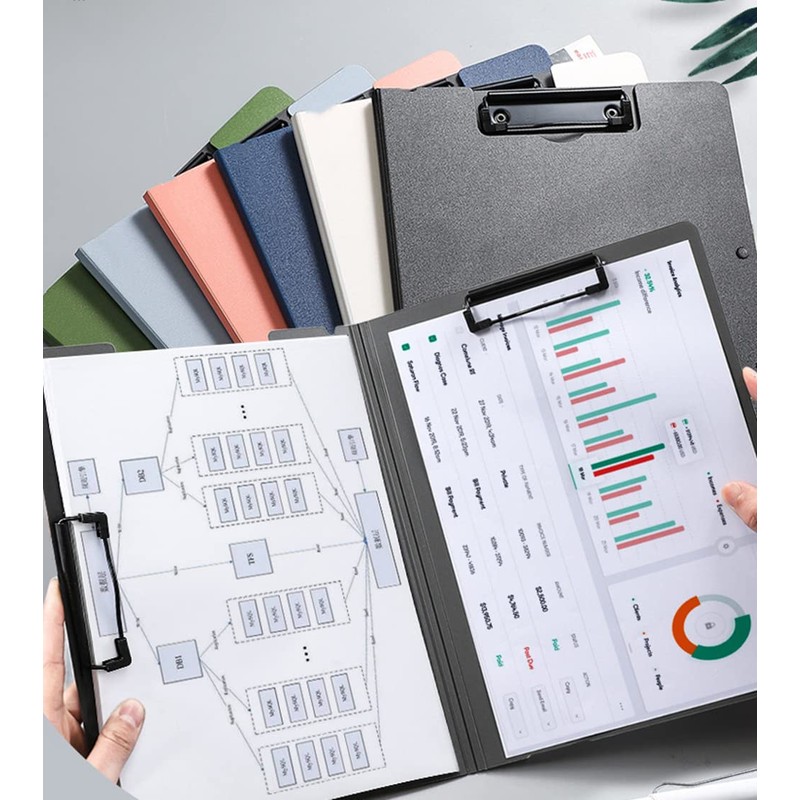 2 Pcs Folding Clipboard,Clipboard Foldable 9x12.5 Waterproof File Folder Clip