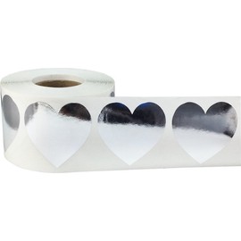 Metallic Silver Heart Stickers Valentine's Day Crafting Scrapbooking 1.5 Inch 500 Adhesive Stickers