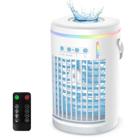 Portable Air Conditioner Fan,Personal Mini Cooler Humidifier,3-Speed Evaporative Air Cooler 7 Color Lights,1400ml Cordless AC Desktop Spray Air Conditioner Remote Control Cooling Fan