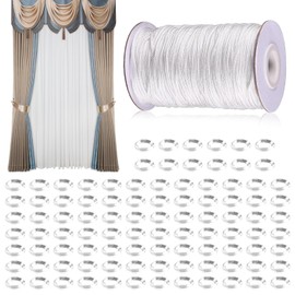 Roman Blind Rings, 100 PCS Curtain Cord Clear 55 Yards Roman Blind Rings 1.8mm Nylon Lift Shade Cord Drapery Cords Set for DIY and Gardening Plant Curtain Crafts