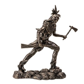 Pacific Giftware Native American Hunter Warrior Resin Figurine Bronze Accent Indian Fighter Statue Detailed Decor Piece Symbolizing Heritage and Strength for Home or Office Display 12 Inches