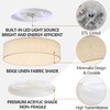 Bargeni Linen Flush Mount Ceiling Light, Dimmable LED Fabric Drum