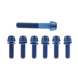 Dingtai 1pcs M6X35m Titanium Bike Headset Bolts and 6pcs M5x16 18 20mm Bike Stem Titanium Bolts (Blue, M5x18mm)