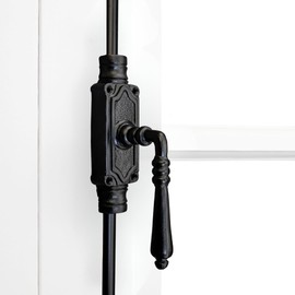 STALLION HARDWARE Iron Door Cremone Bolt - 9 ft Durable Solid Iron Build, Rust Resistant Black Powder Coat Finish, Easy Installation, Vintage Style for Tall Doors, Perfect for Any Decor