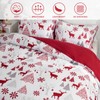 3 Pieces Christmas Duvet Cover Set Queen - Reversible Xmas