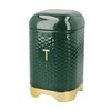 KitchenCraft Tea Storage Caddy with Lid, Hunter Green & Gold,