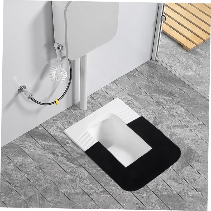 jojofuny U-Shaped Toilet Mat, Black, 55.80X55.00CM (21.93X21.61IN), Bathroom Rug, Polyester,