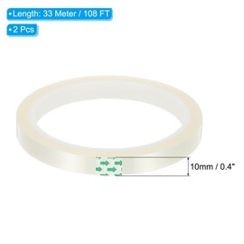 PATIKIL Heat Resistant Tape, 2 Rolls 10mm x 33m(108ft) Heat Transfer Thermal Tape Heat Vinyl Thermal Sublimation Press Tape, No Residue, for Electronics Soldering, Transparent