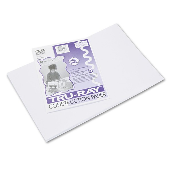Tru-Ray® Construction Paper, 50% Recycled, 12" x 18", White, Pack Of 50