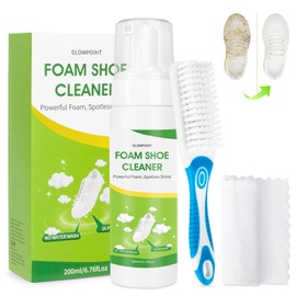 GLOWPOINT White Shoe Cleaner Foam – 6.76 oz Sneaker Cleaning Kit with Brush & Towel – Foam Shoe Cleaner for White Sneakers, PU Leather, Mesh & Fabric