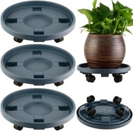 3 Packs Large Plant Caddy with Wheels 13" Rolling Plant Stands Heavy-duty Plastic Plant Roller Base Pot Movers Plant Saucer on Wheels Indoor Outdoor Plant Dolly with Casters Planter Tray Coaster Grey