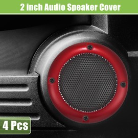 A ABSOPRO 2" Car Speaker Cover Grille Metal with Screws Red - Pack of 4