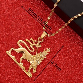 BR Gold Jewelry Ethiopian Lion Pendant Necklaces Chain Women Africa Ethiopia Lion Necklace