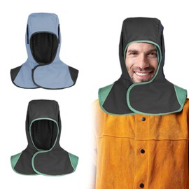 Welding Cap, Pack of 2 Welding Helmet with Neck Shoulder Cover, Head Protection, Welding Cap, Protective Hat, Split Cowhide Welding Helmet, Protective Cap for Soldering Iron and Soldering Iron