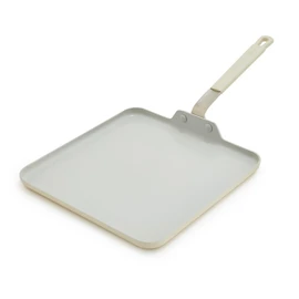 GreenPan x Bobby Flay 11” Nonstick Square Griddle Pan, PFAS-Free Diamond Ceramic Stay-Cool Silicone Handle, Easy Clean Dishwasher & Oven Safe Skillet, Cream