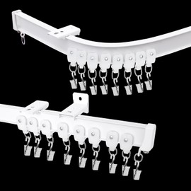 Cbsroro Flexible Bendable Ceiling Curtain Track, Room Divider Curtain Rod Tracks Ceiling or Wall Mount with Clips, Heavy-Duty Divider Curtains Rails for Living Room Shower Privacy RV, White 21 FT