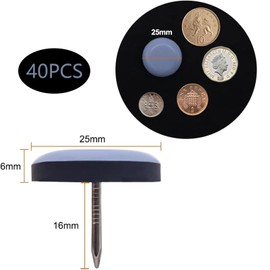 40 PCS Furniture Sliders, Chair Leg Floor Protectors, 25mm Furniture Glides with Nail for Easy Moving on Carpet Hardwood Tile (Grayish Blue)