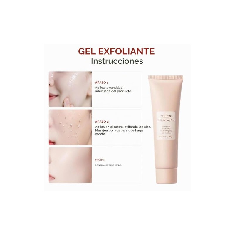 Purifying Exfoliating Gel,Exfoliating Gel for Face, Purifying Cream,Exfoliating Face Scrub,Exfoliating