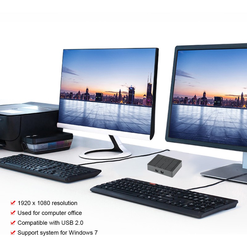 2-Port Switcher 2-in 1-out Converter USB Printer Computer Sharing U