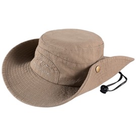 Obling Sun Hat UV Protection Bucket Hat Summer Hats Beach Hat Safari Boonie Hat Foldable Fishing Hat Adjustable Chin Strap (Khaki)