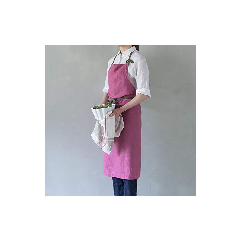 Linen Full Apron Manon Magenta A266 [Lino e Lina/Lino e